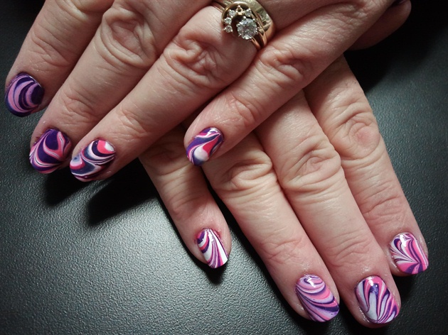 Water Marble in Pink, White and Purple