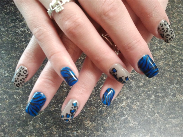 Zebra &amp; cheetah in blue, taupe, &amp; black