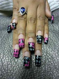 checkerboard in black and pink