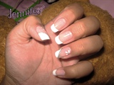 Angle French manicure  and simple flower