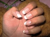 Angle French manicure  and simple flower