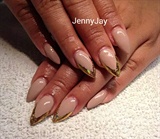 beige gel polish with foile french 