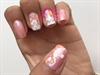 White Chevron Nails With Flowers