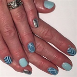Blue Geometric Gel Nails