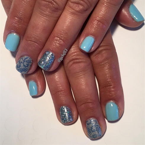 Blue Lace Gel Manicure