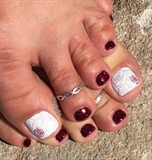 Scarlet and Holo Roses Pedicure