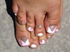 Pink, White and Gold Linear Pedicure