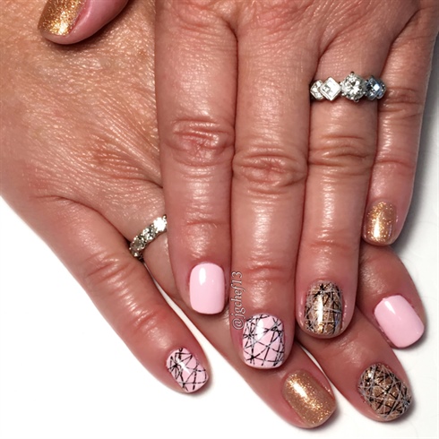 Pink &amp; Gold Gel Manicure