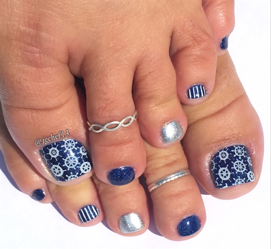 Nautical Inspired Holiday Pedicure