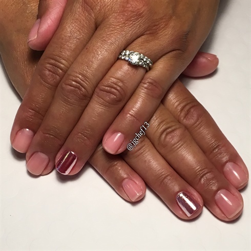 Sheer Pink &amp; Pink Chrome Gel Manicure
