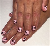 Pink W/ Black Brush Stroke Gel Manicure