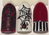 Blood Red, Black &amp; White Halloween Nails