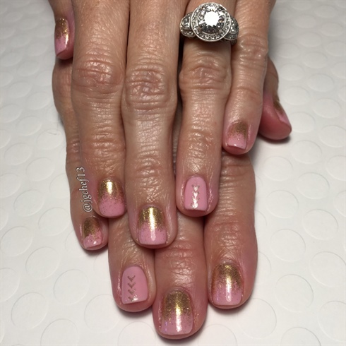 Pink W/ Gold Glitter Ombre Gel Manicure