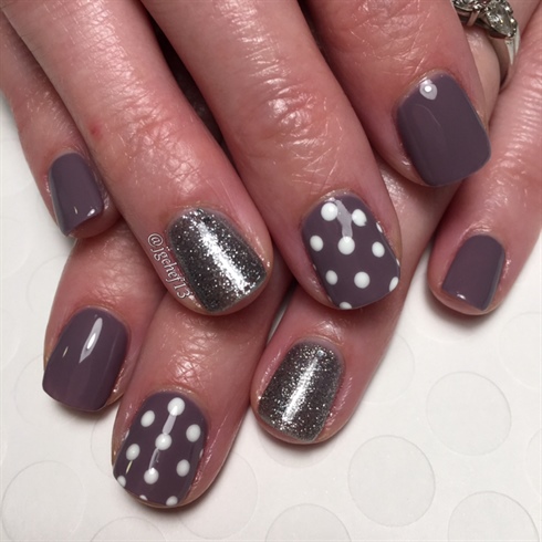 Smokey Purple Polka Dots Gel Manicure