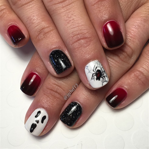 Black & Red Ombre Halloween Nails - Nail Art Gallery