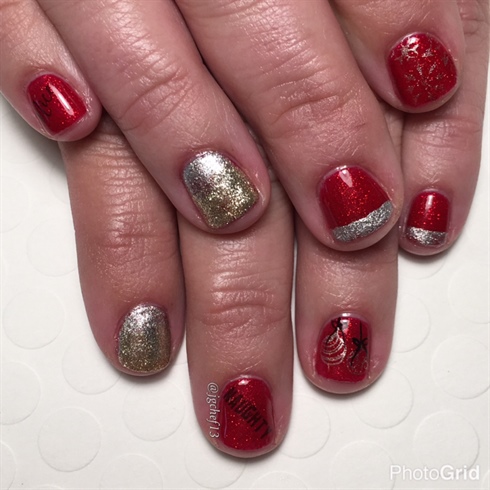 Silver &amp; Gold...and Red Holiday Manicure