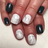 Dark Gray Blue W/ Marble Accent Nails