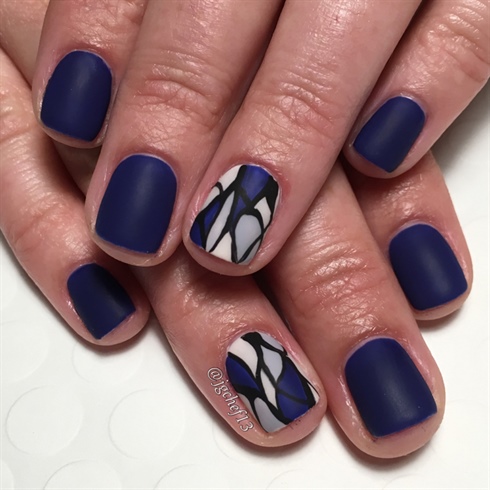 Matte Blue Mosaic Manicure