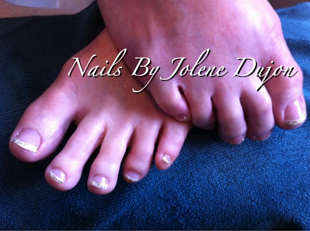 Shellac Pedicured French and Glitter