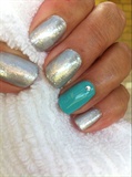 Silver  With Tiffany Blue Accent Nail