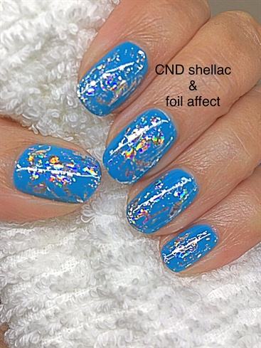 silver and light blue nail designs