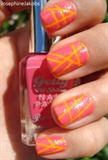 Tape and stripes nails (pink-orange)