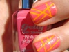 Tape and stripes nails (pink-orange)
