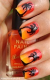Palm trees sunset gradient nails