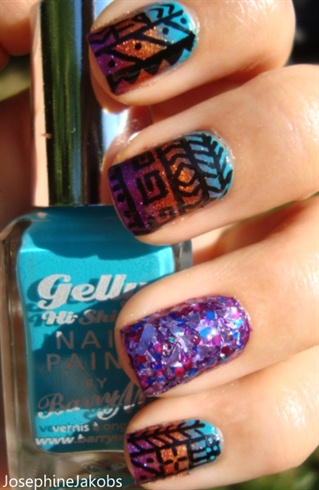 Glitter tribal nails