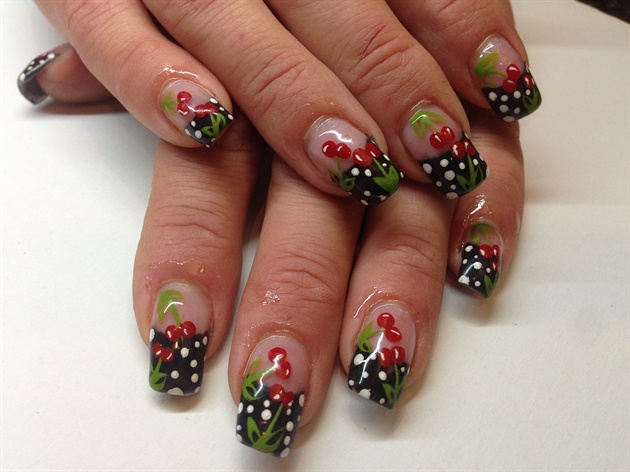 cherries art work on nail