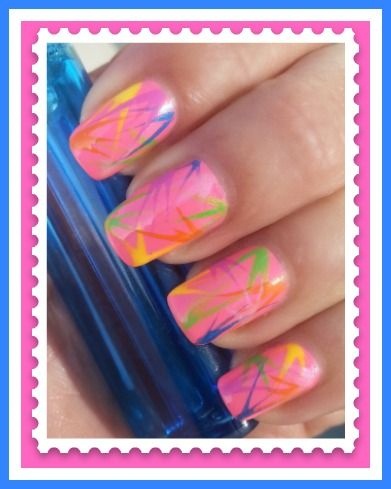 Abstract stripe nail art