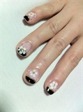White Floral with Black French Tip