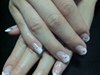 Pink Floral on White French Tip