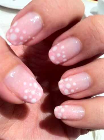 Pink fading with White Polka Dot