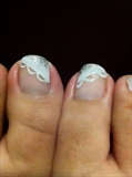 White Lace French Tip with Silver Glitte