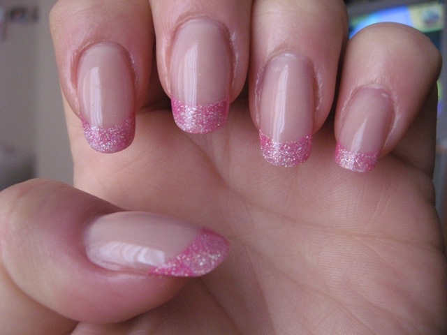 Cover Pink & Soft Pink Glitter Tips - Nail Art Gallery