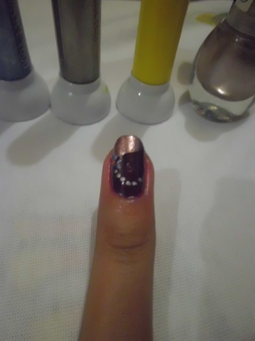 apply the silver at the tip of your nail and apply the your design