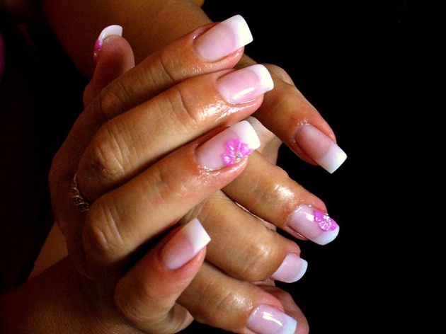 french gel on form with acrylic flowers