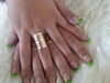 Green French Manicure with stripes 