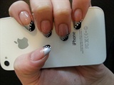 Black&amp;Silver French manicure with dots