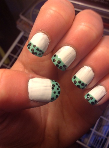 Teal Dot French Tips