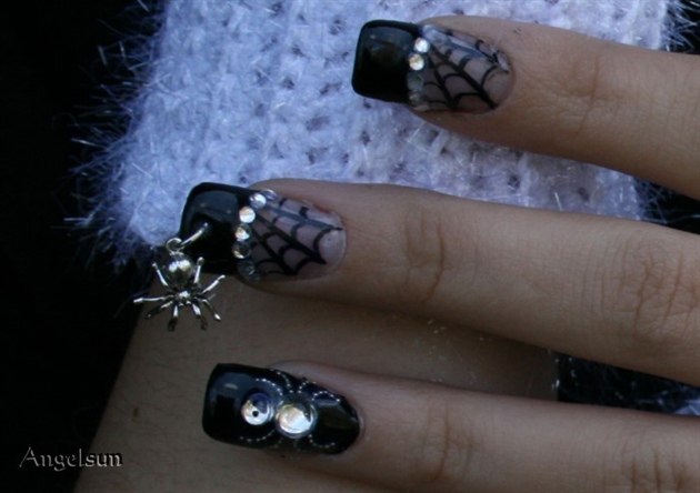 Web Master Nail Art With Spider Charm