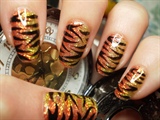 Orange&amp;Gold Glitter Tiger Stripe