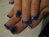Blue Glitter and Inlayed Feathers