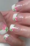 French tip with pink cherries