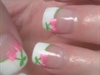 French tip with pink cherries