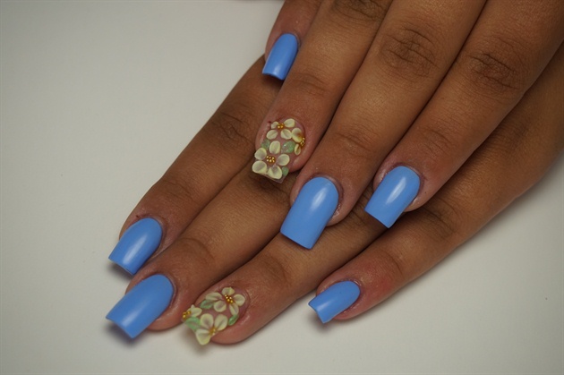 3d flowers and periwinkle polish
