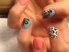 Leopard with sky blue &amp; coral