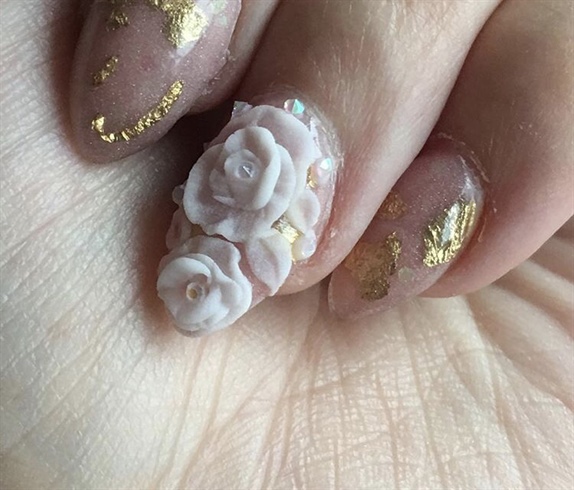 Realistic acrylic 3D Floral Feature Nail
