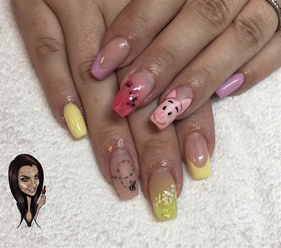 Winnie The Pooh - Piglet Inspired Nails